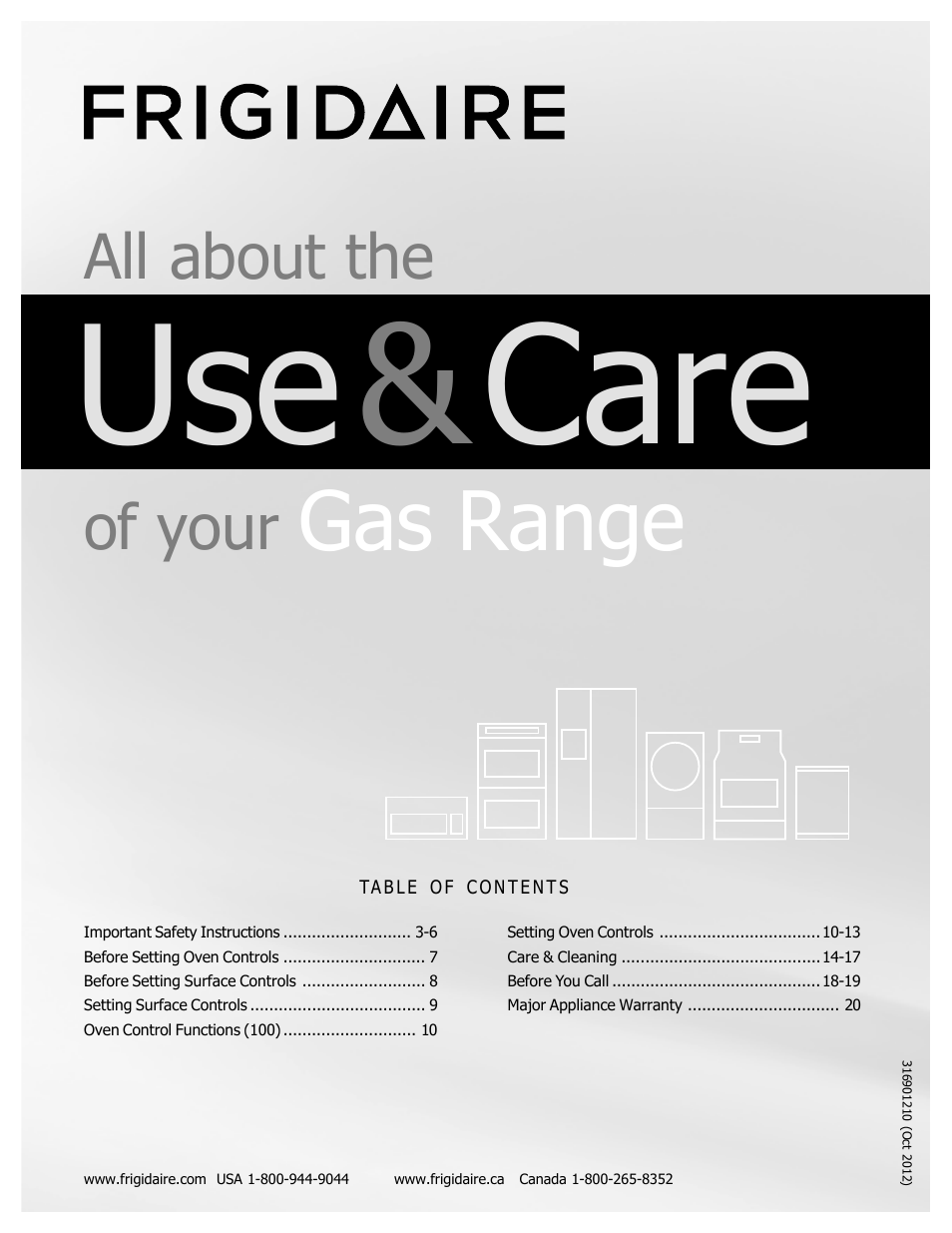 FRIGIDAIRE FFGF3011LW User Manual | 20 pages