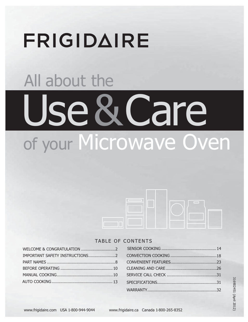 FRIGIDAIRE FGMV153CLW User Manual | 32 pages