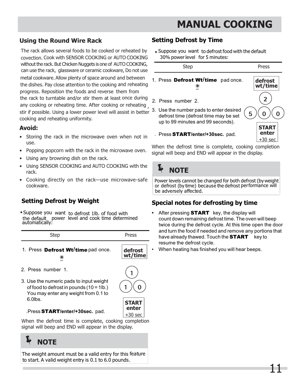 Manual cooking | FRIGIDAIRE FGMV153CLW User Manual | Page 11 / 32
