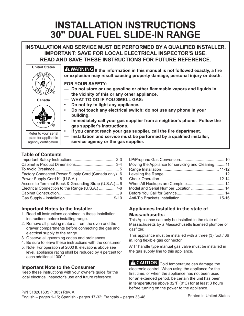 FRIGIDAIRE FPDS3085PF User Manual | 48 pages