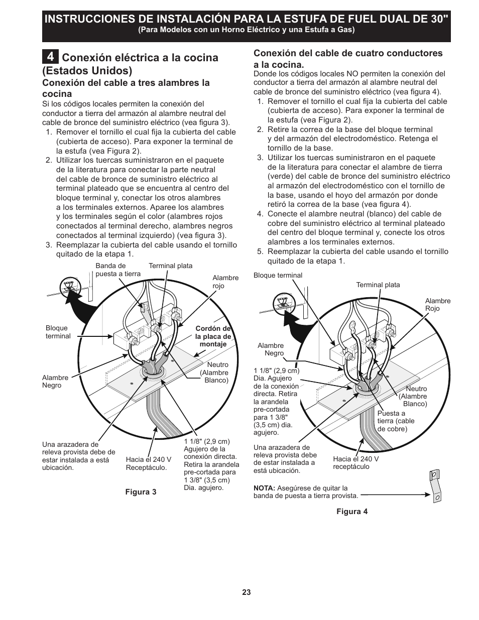Conexión eléctrica a la cocina (estados unidos) | FRIGIDAIRE FPDS3085PF User Manual | Page 23 / 48