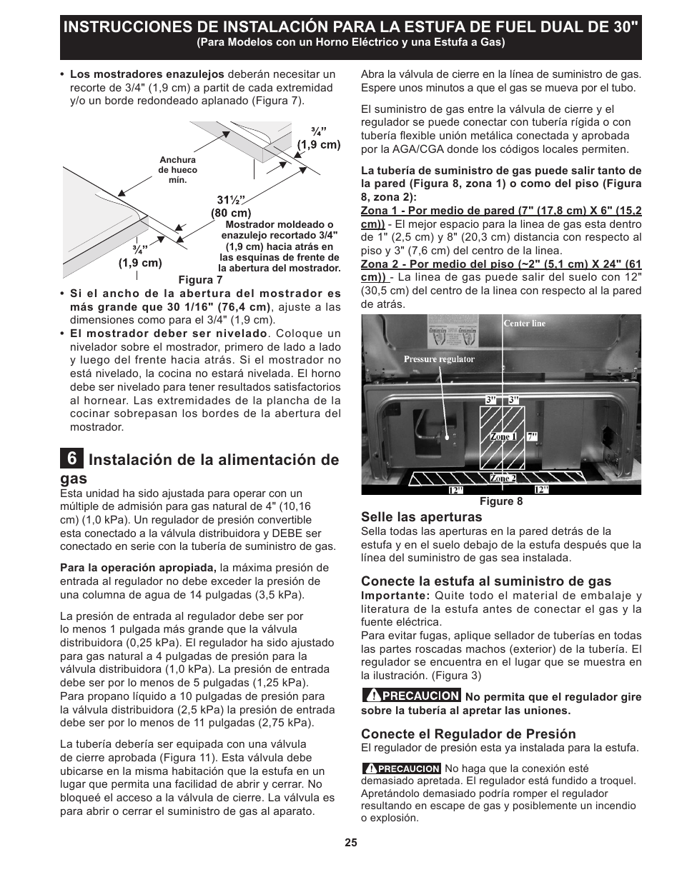 Instalación de la alimentación de gas | FRIGIDAIRE FPDS3085PF User Manual | Page 25 / 48