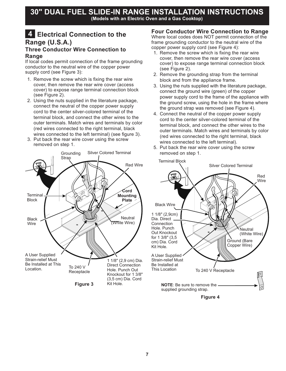Electrical connection to the range (u.s.a.) | FRIGIDAIRE FPDS3085PF User Manual | Page 7 / 48