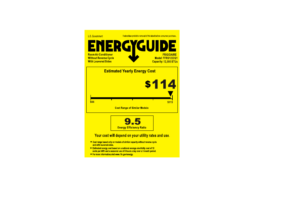 FRIGIDAIRE FFRS1222Q1 User Manual | 1 page