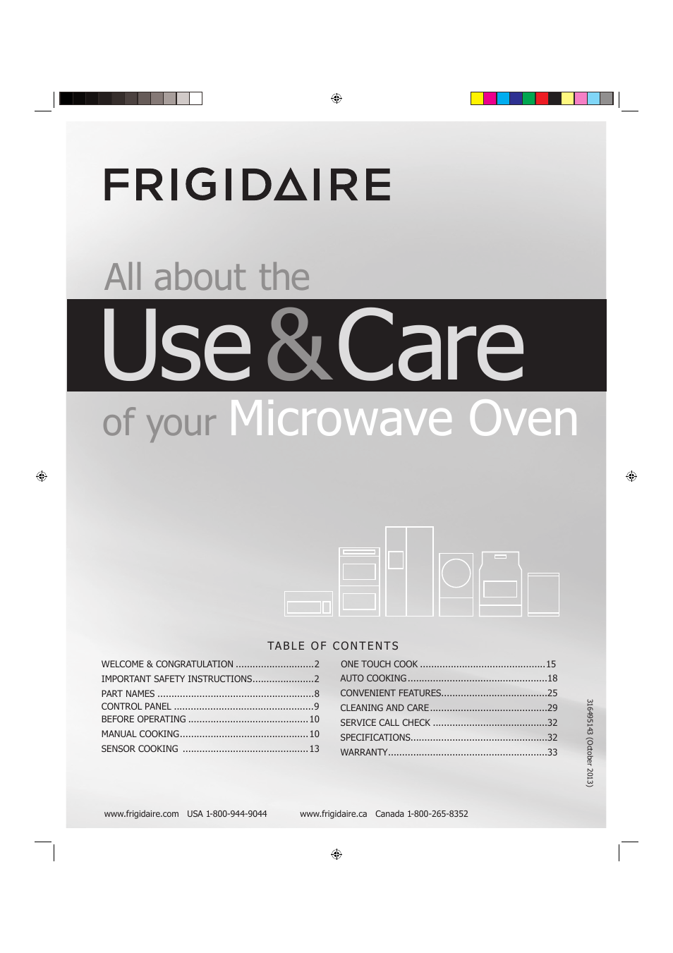 FRIGIDAIRE FGMV175QF User Manual | 33 pages