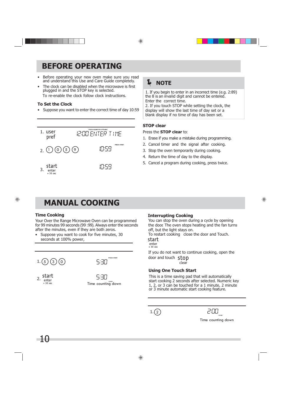 Before operating, Manual cooking | FRIGIDAIRE FGMV175QF User Manual | Page 10 / 33
