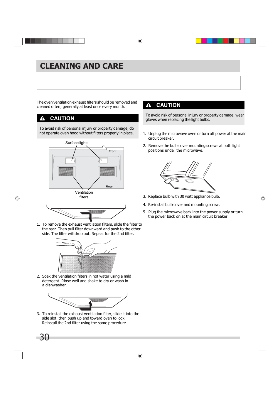 Cleaning and care | FRIGIDAIRE FGMV175QF User Manual | Page 30 / 33