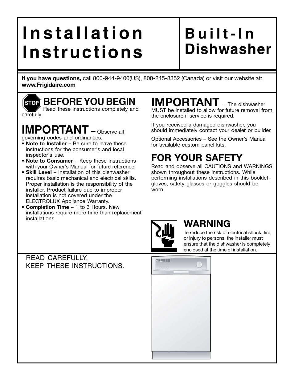 FRIGIDAIRE FFBD1821MB User Manual | 12 pages