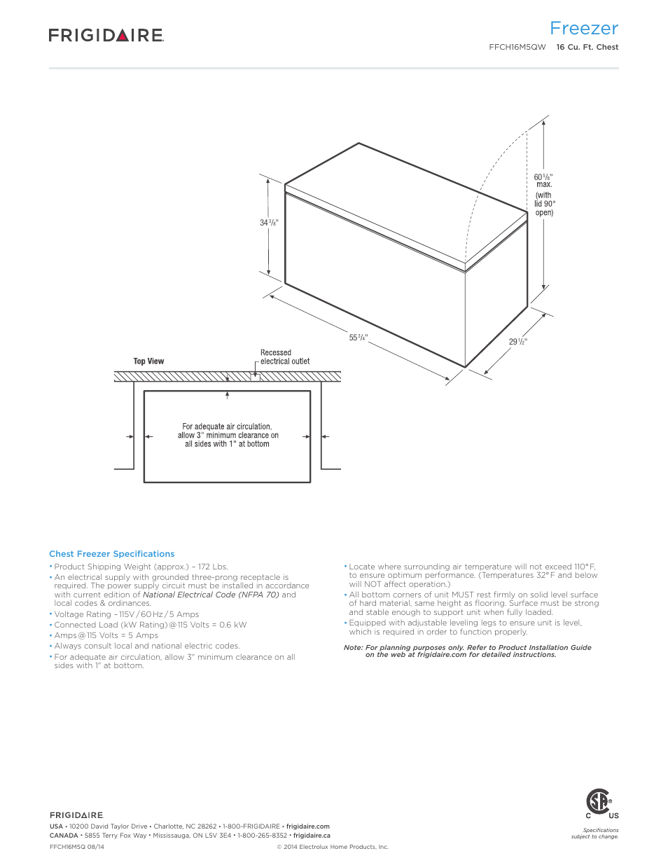 Freezer | FRIGIDAIRE FFCH16M5QW User Manual | Page 3 / 3