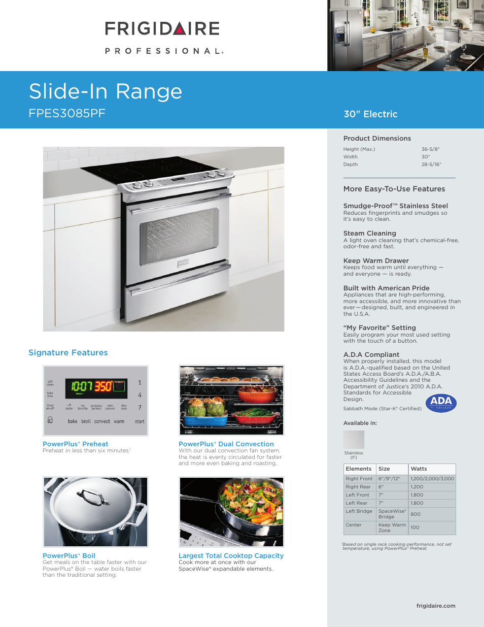 FRIGIDAIRE FPES3085PF User Manual | 7 pages