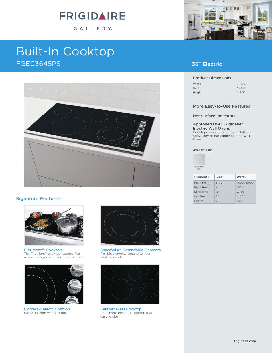 FRIGIDAIRE FGEC3645PS User Manual | 5 pages