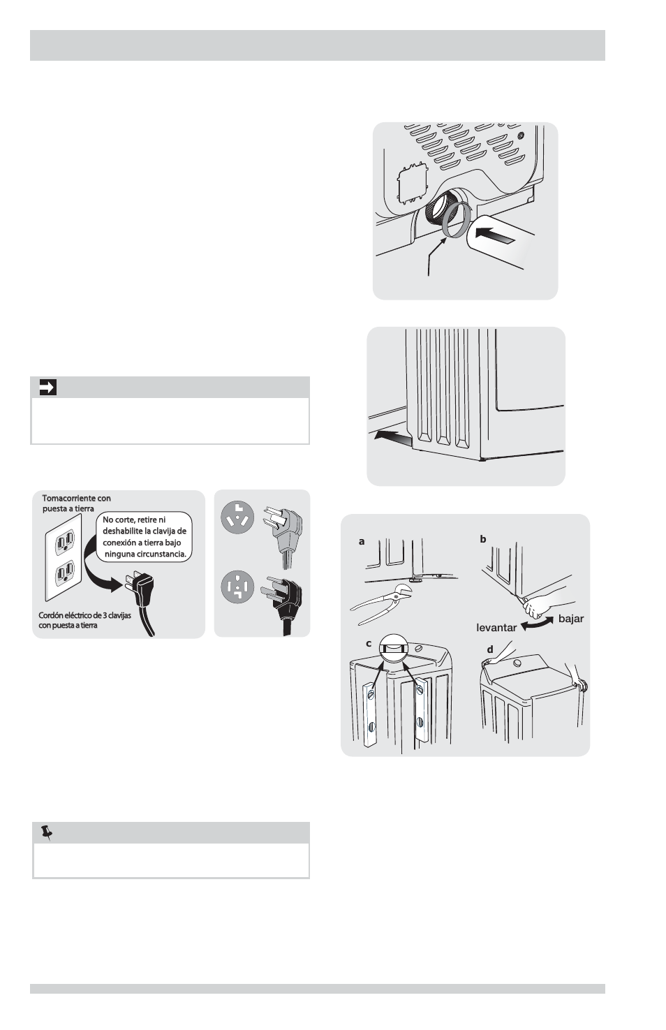 Instrucciones de instalación, Nota, Importante | FRIGIDAIRE FFRG1001PW User Manual | Page 56 / 60