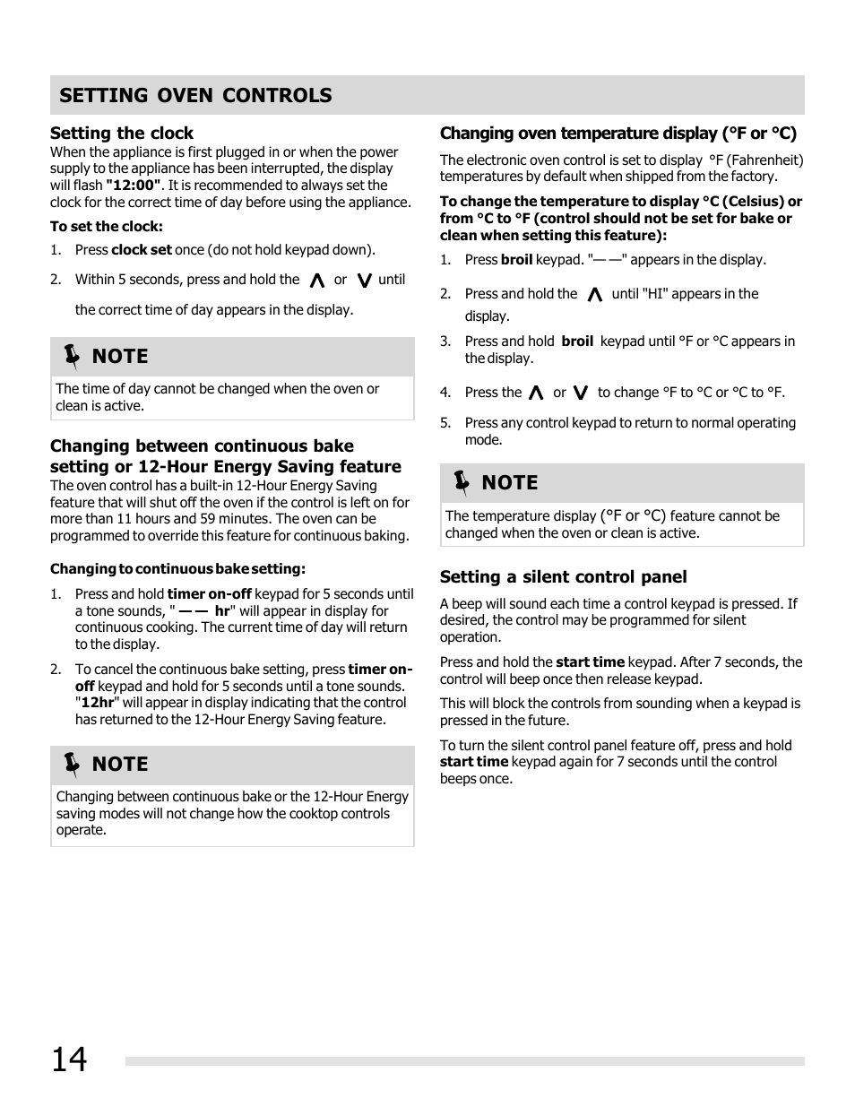 Setting oven controls | FRIGIDAIRE FFEF3019MS User Manual | Page 14 / 32