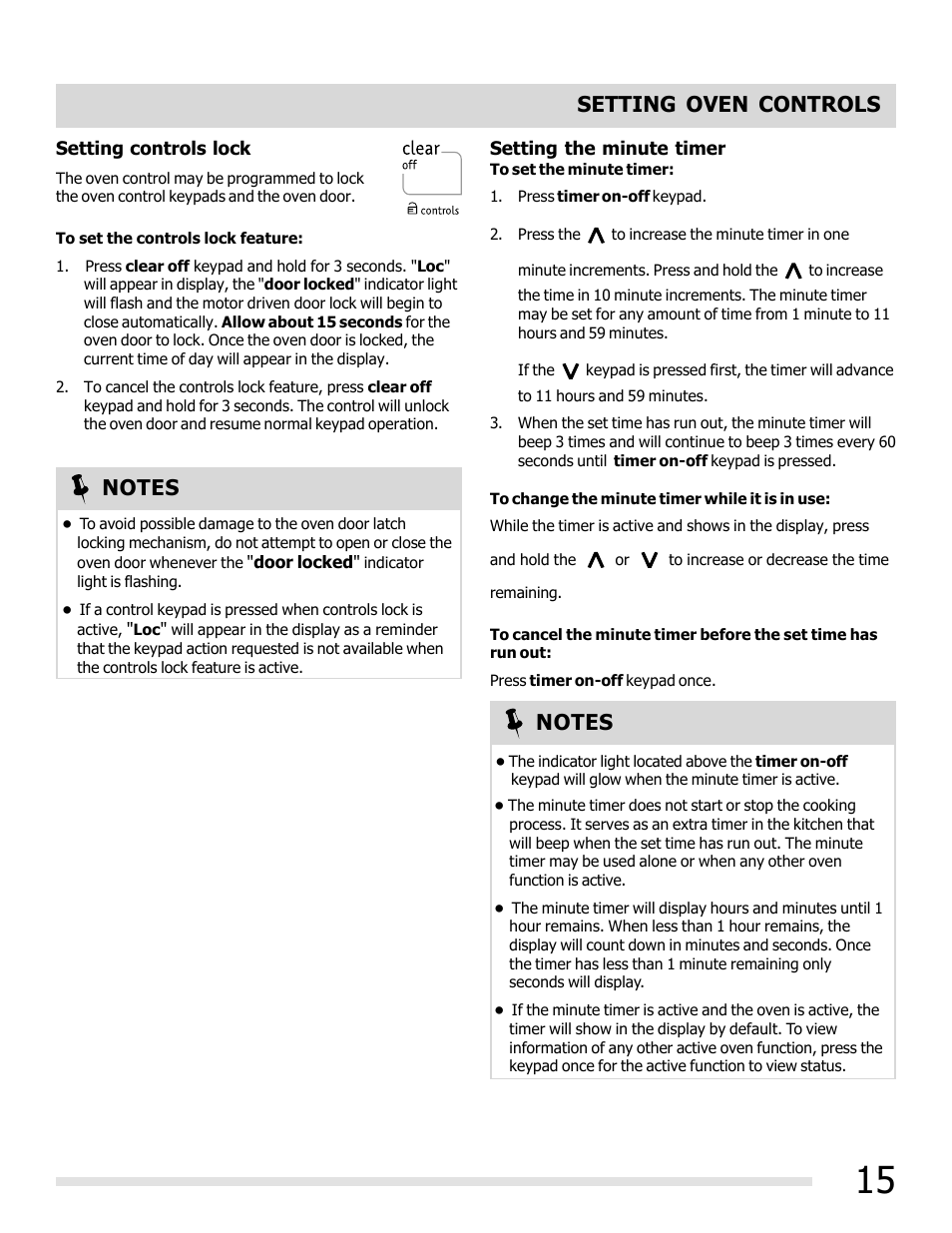 Setting oven controls | FRIGIDAIRE FFEF3019MS User Manual | Page 15 / 32