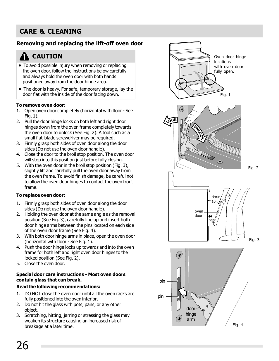 Care & cleaning, Caution | FRIGIDAIRE FFEF3019MS User Manual | Page 26 / 32