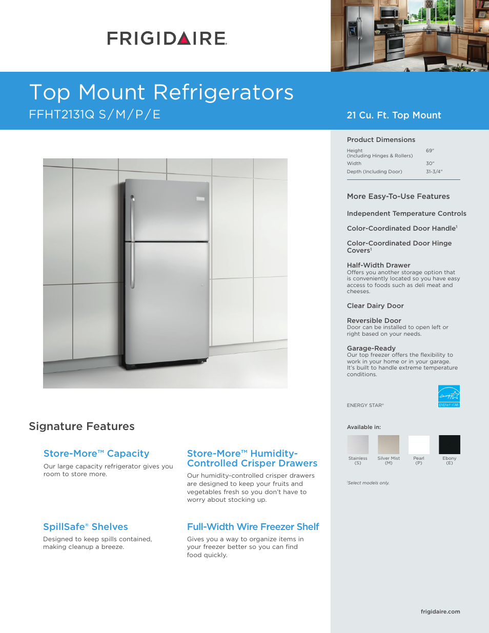 FRIGIDAIRE FFHT2131QS User Manual | 4 pages