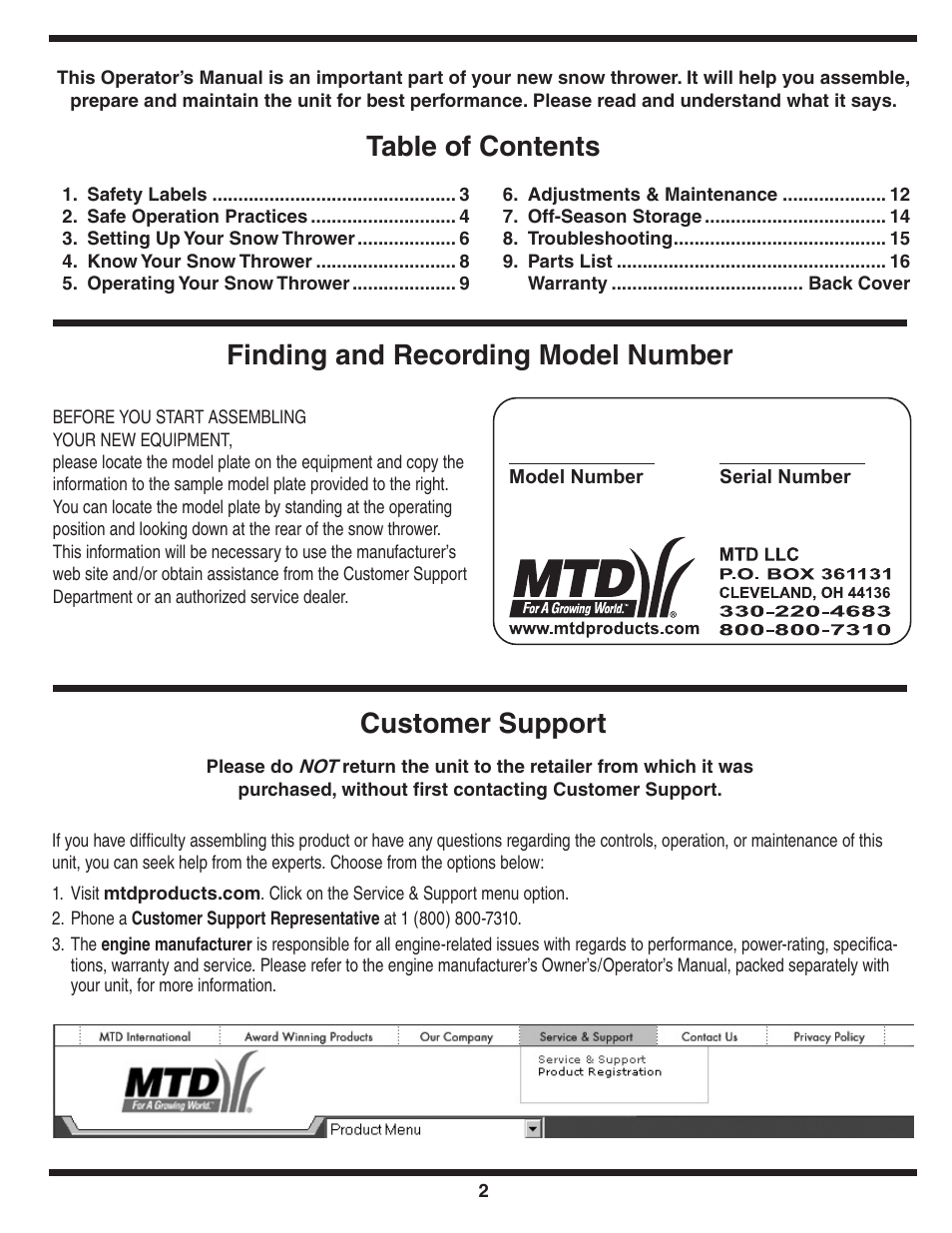 MTD 3AA User Manual | Page 2 / 20