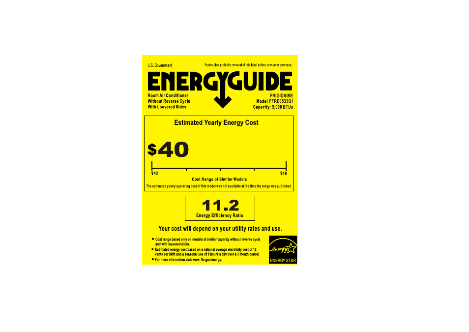 FRIGIDAIRE FFRE0533Q1 User Manual | 1 page