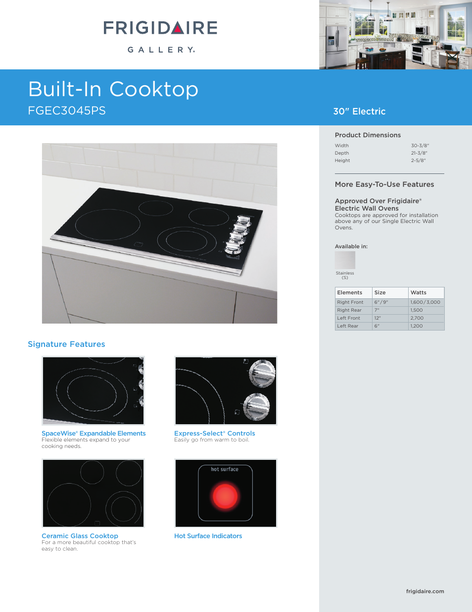 FRIGIDAIRE FGEC3045PS User Manual | 5 pages
