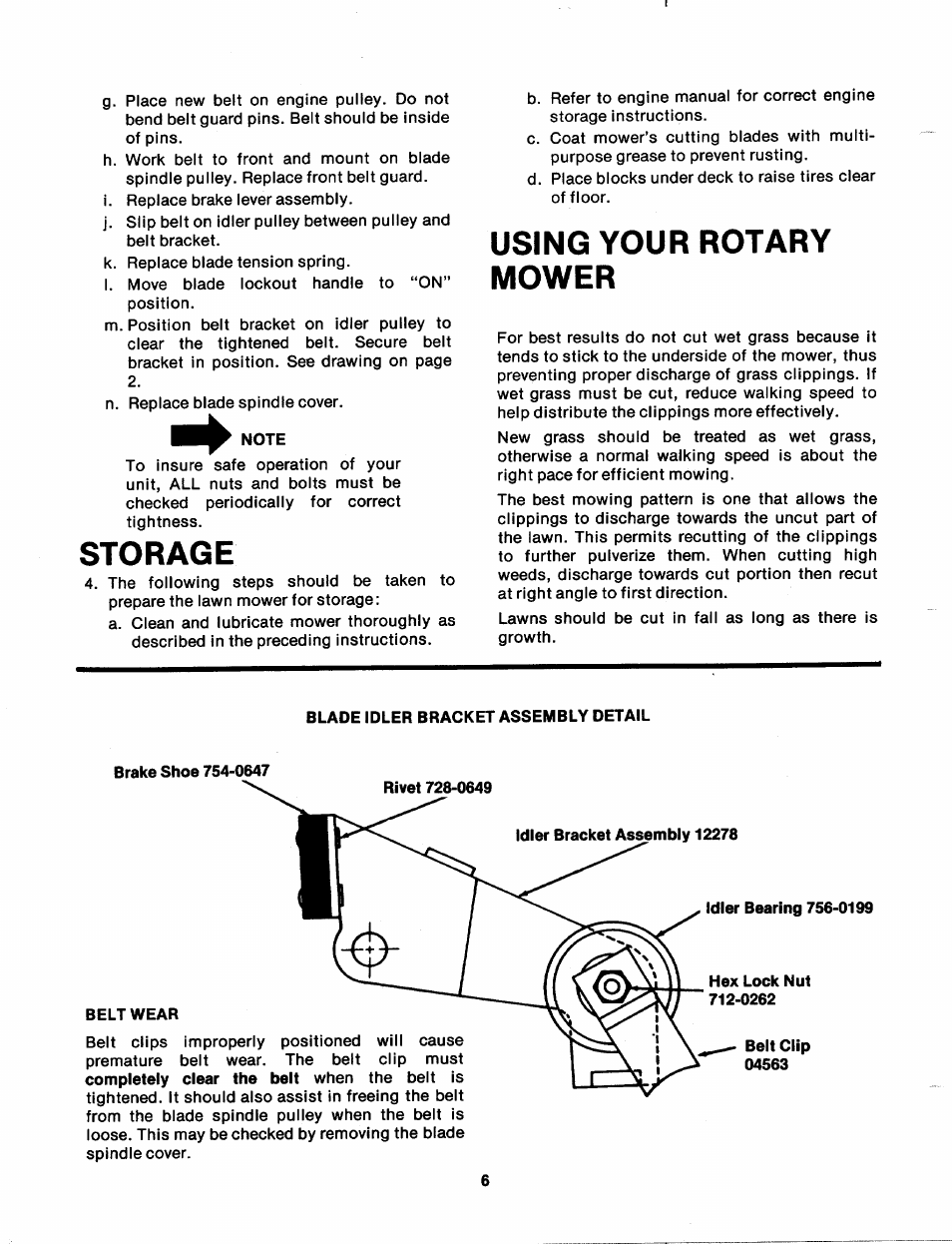 Storage, Using your rotary mower | Bolens 117-530A User Manual | Page 6 / 16