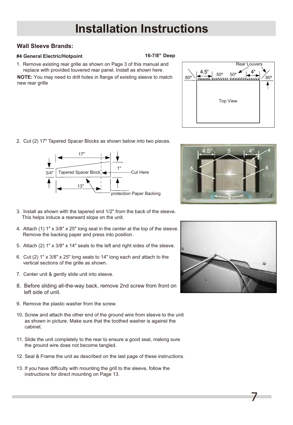 Installation instructions | FRIGIDAIRE FFTH1022Q2 User Manual | Page 7 / 14