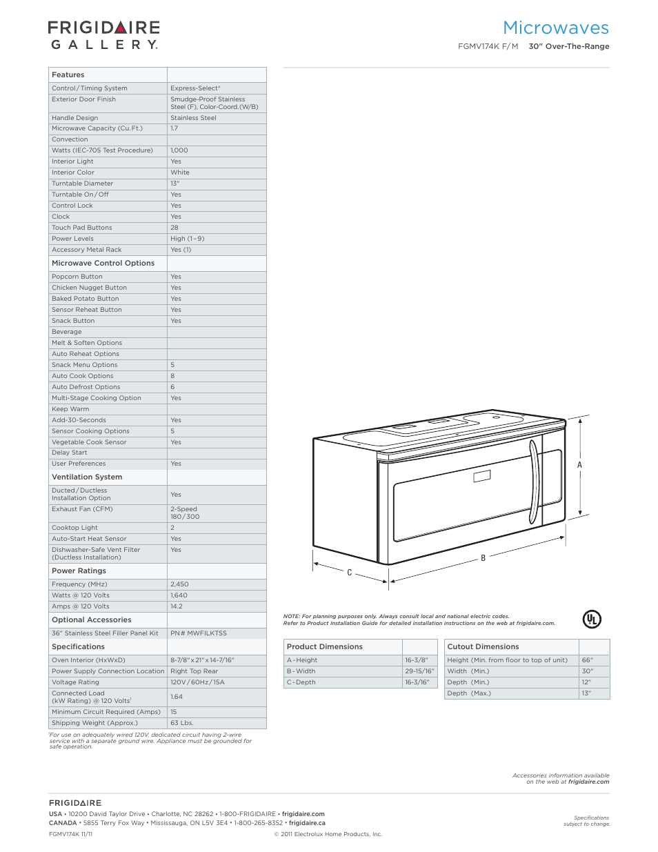 Microwaves | FRIGIDAIRE FGMV174KM User Manual | Page 2 / 7