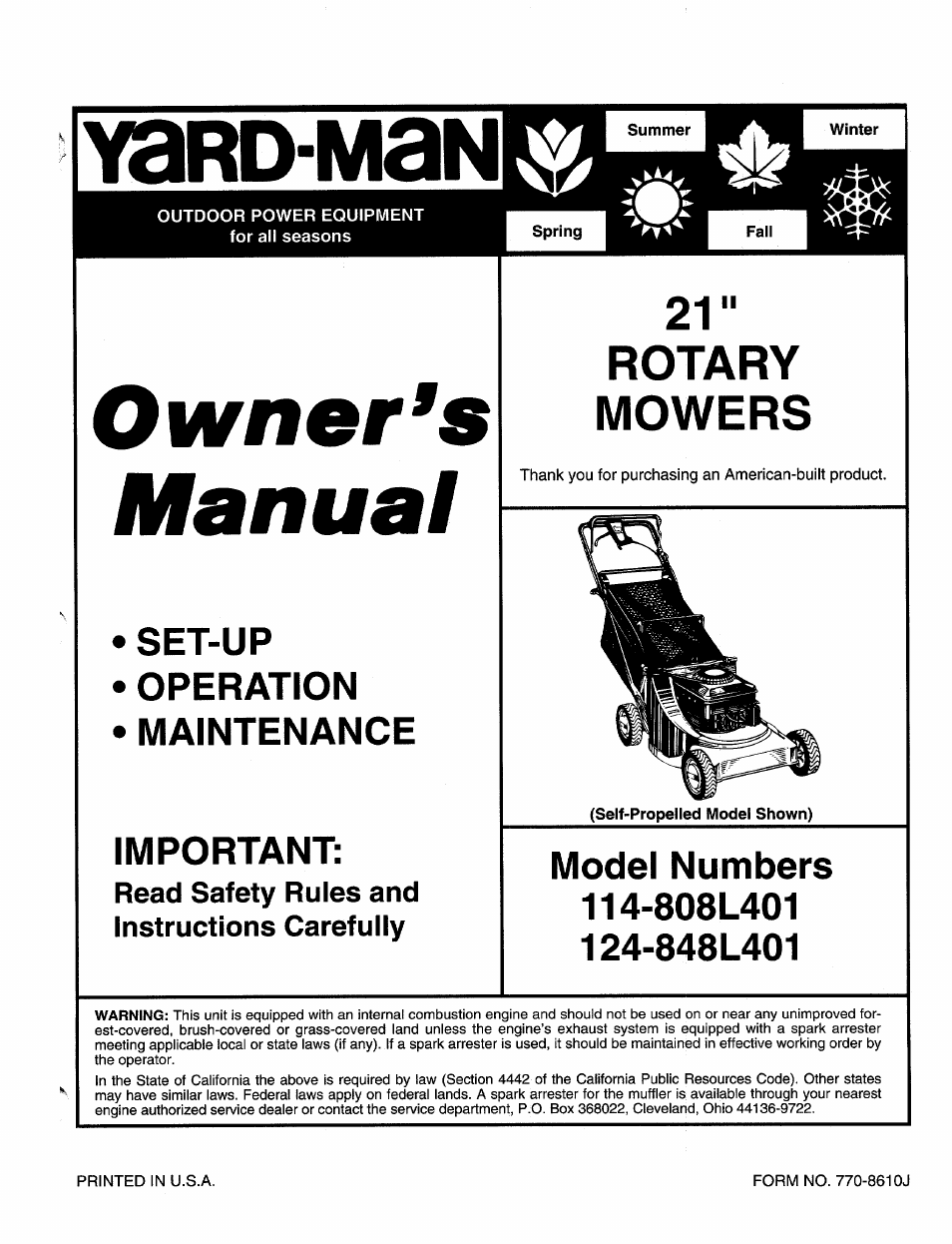 Bolens 124-848L401 User Manual | 16 pages