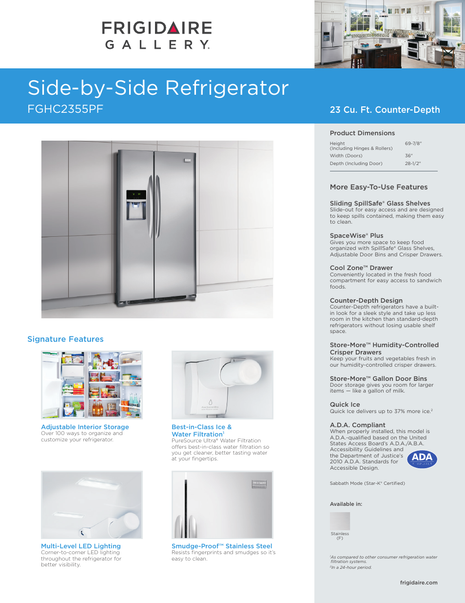 FRIGIDAIRE FGHC2355PF User Manual | 4 pages
