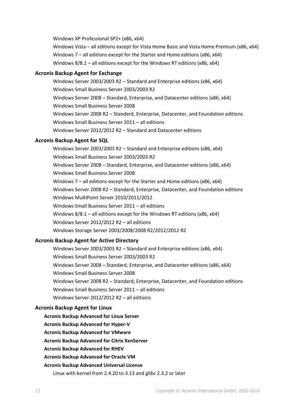 Acronis Backup for Windows Server Essentials - Installation Guide User Manual | Page 13 / 64