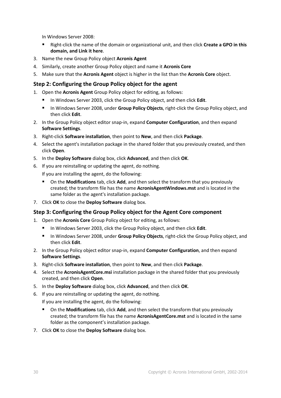 Acronis Backup for Windows Server Essentials - Installation Guide User Manual | Page 30 / 64