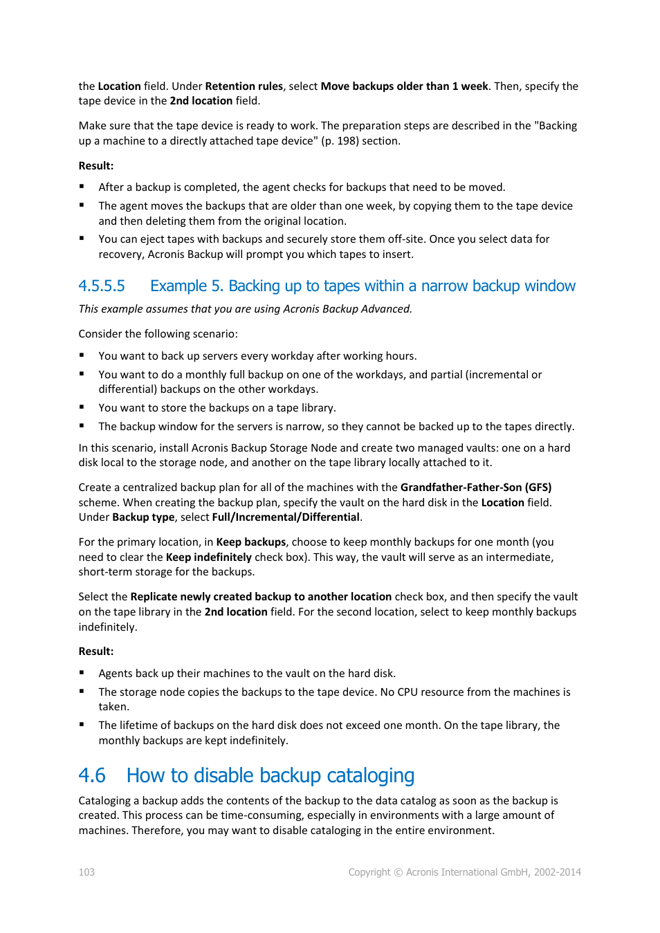 6 how to disable backup cataloging, How to disable backup cataloging | Acronis Backup for Windows Server Essentials - User Guide User Manual | Page 103 / 442