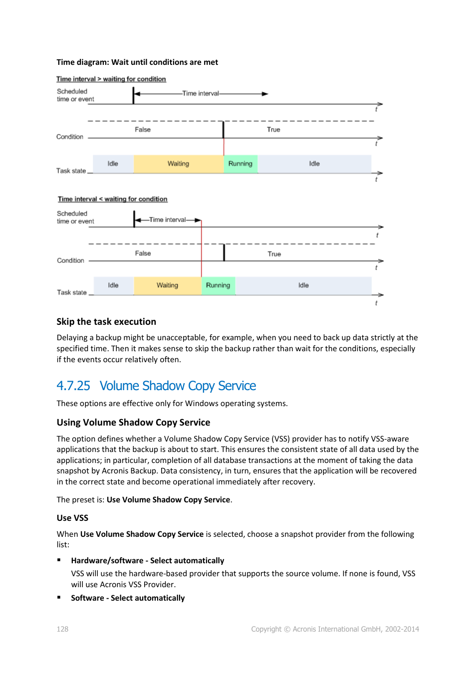 25 volume shadow copy service | Acronis Backup for Windows Server Essentials - User Guide User Manual | Page 128 / 442