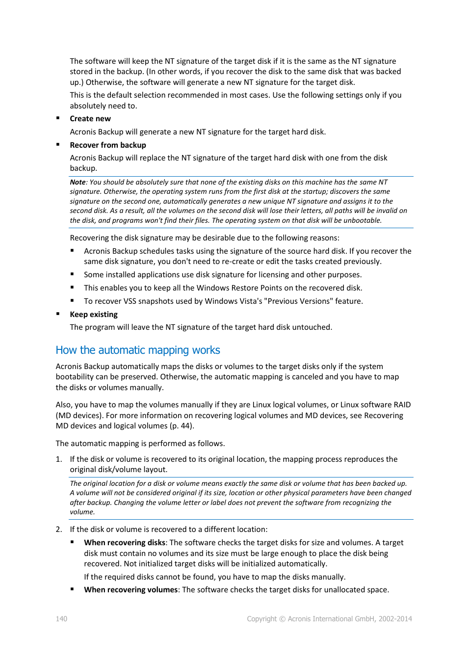 How the automatic mapping works, P. 140) | Acronis Backup for Windows Server Essentials - User Guide User Manual | Page 140 / 442