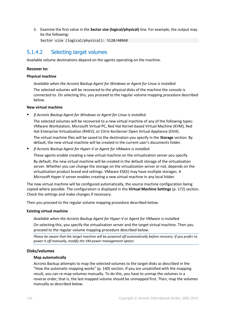 2 selecting target volumes | Acronis Backup for Windows Server Essentials - User Guide User Manual | Page 142 / 442