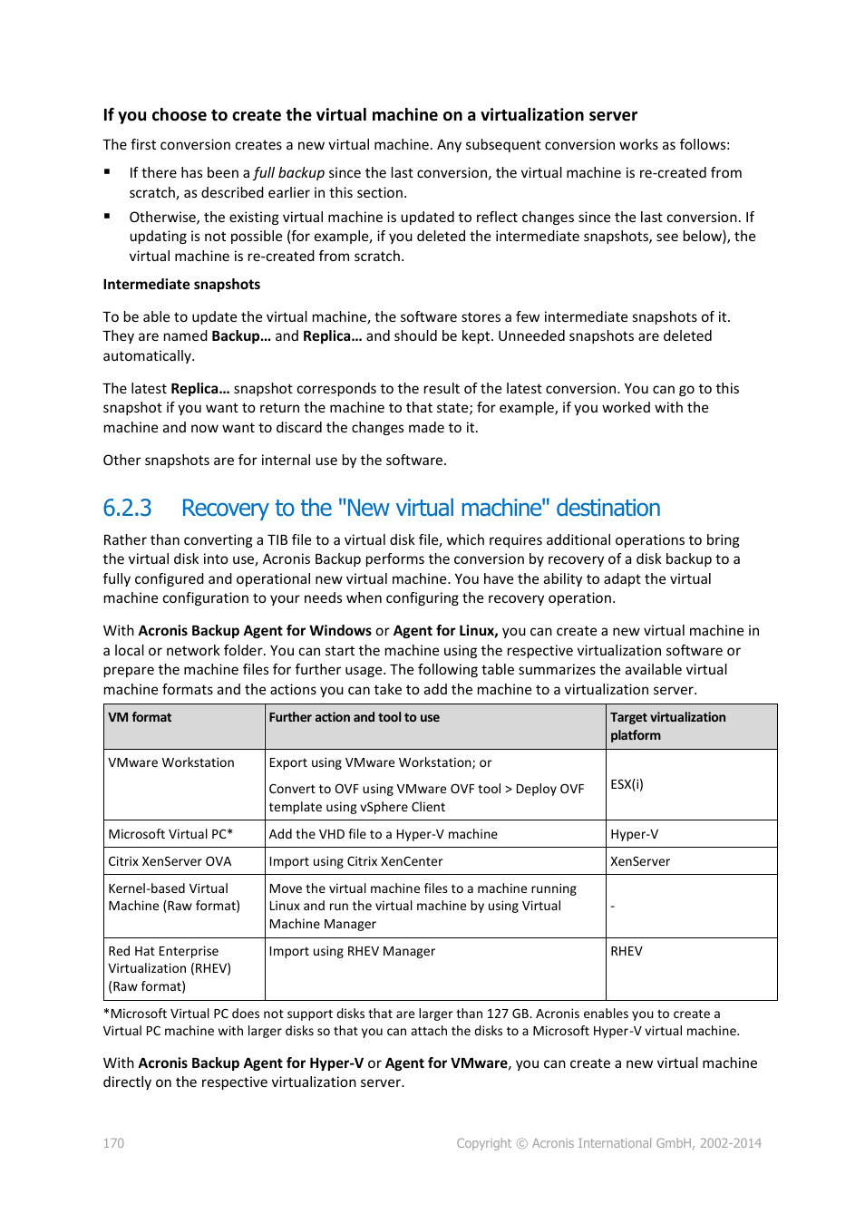 P. 170) | Acronis Backup for Windows Server Essentials - User Guide User Manual | Page 170 / 442