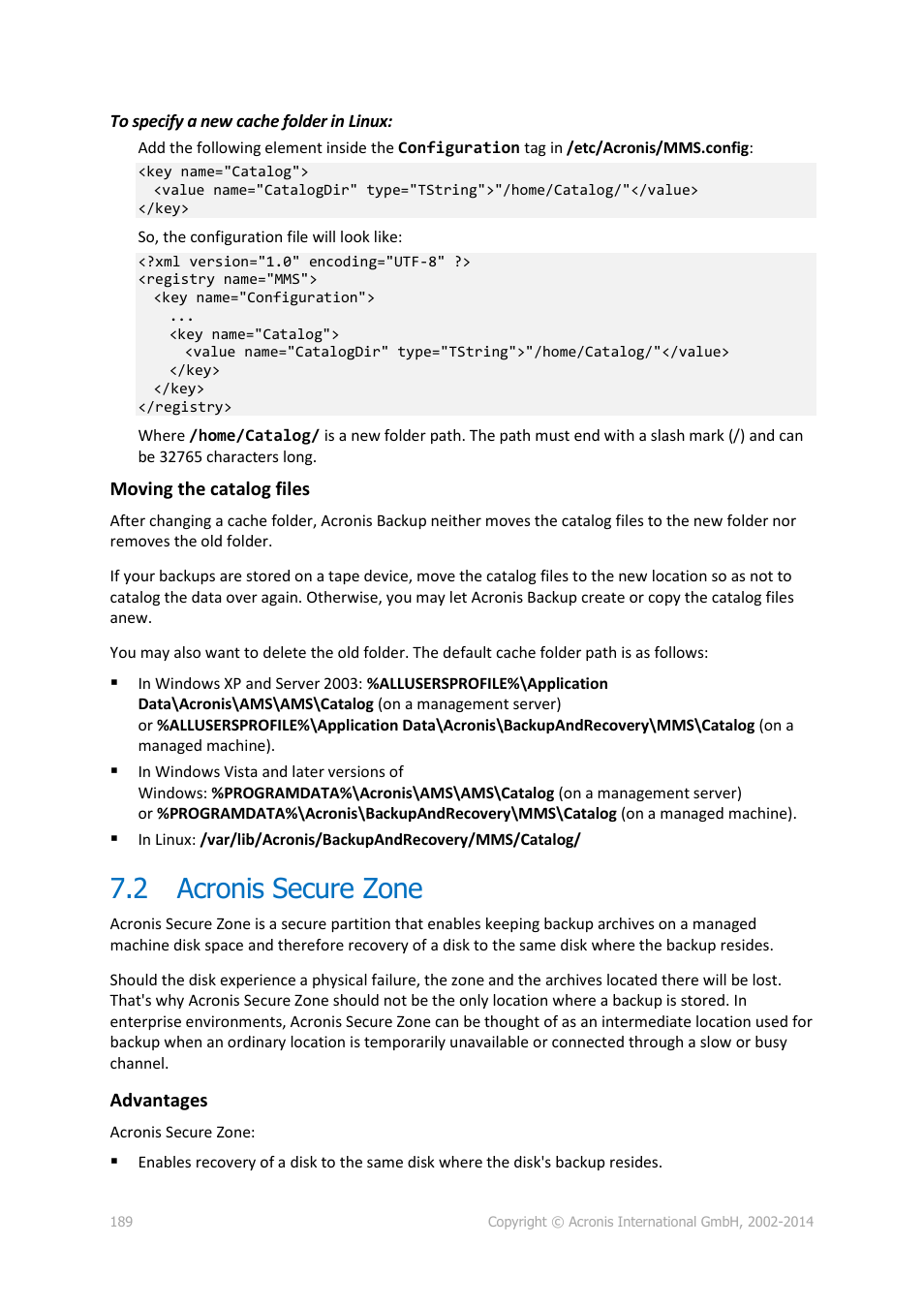 2 acronis secure zone, Acronis secure zone | Acronis Backup for Windows Server Essentials - User Guide User Manual | Page 189 / 442