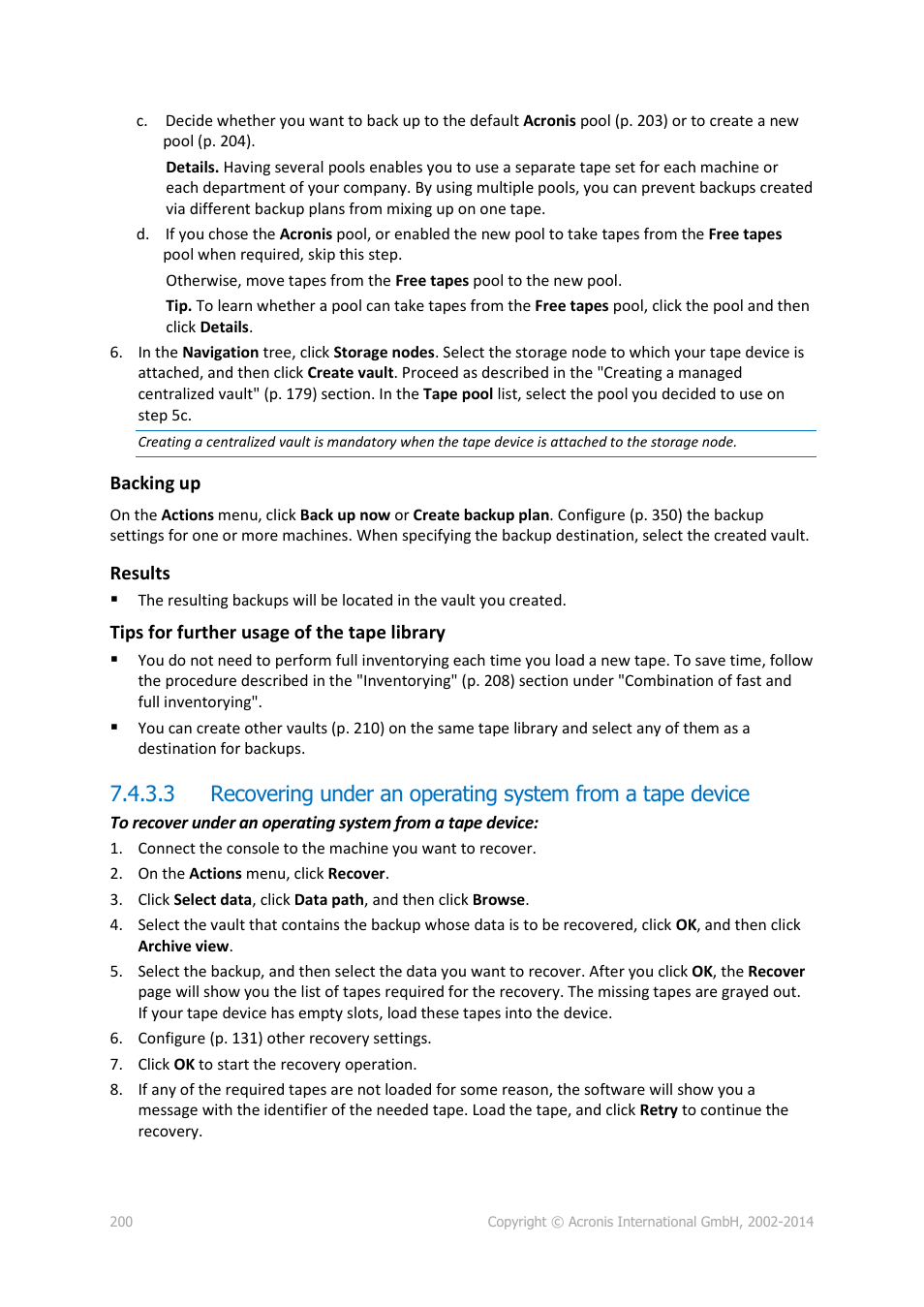 Acronis Backup for Windows Server Essentials - User Guide User Manual | Page 200 / 442