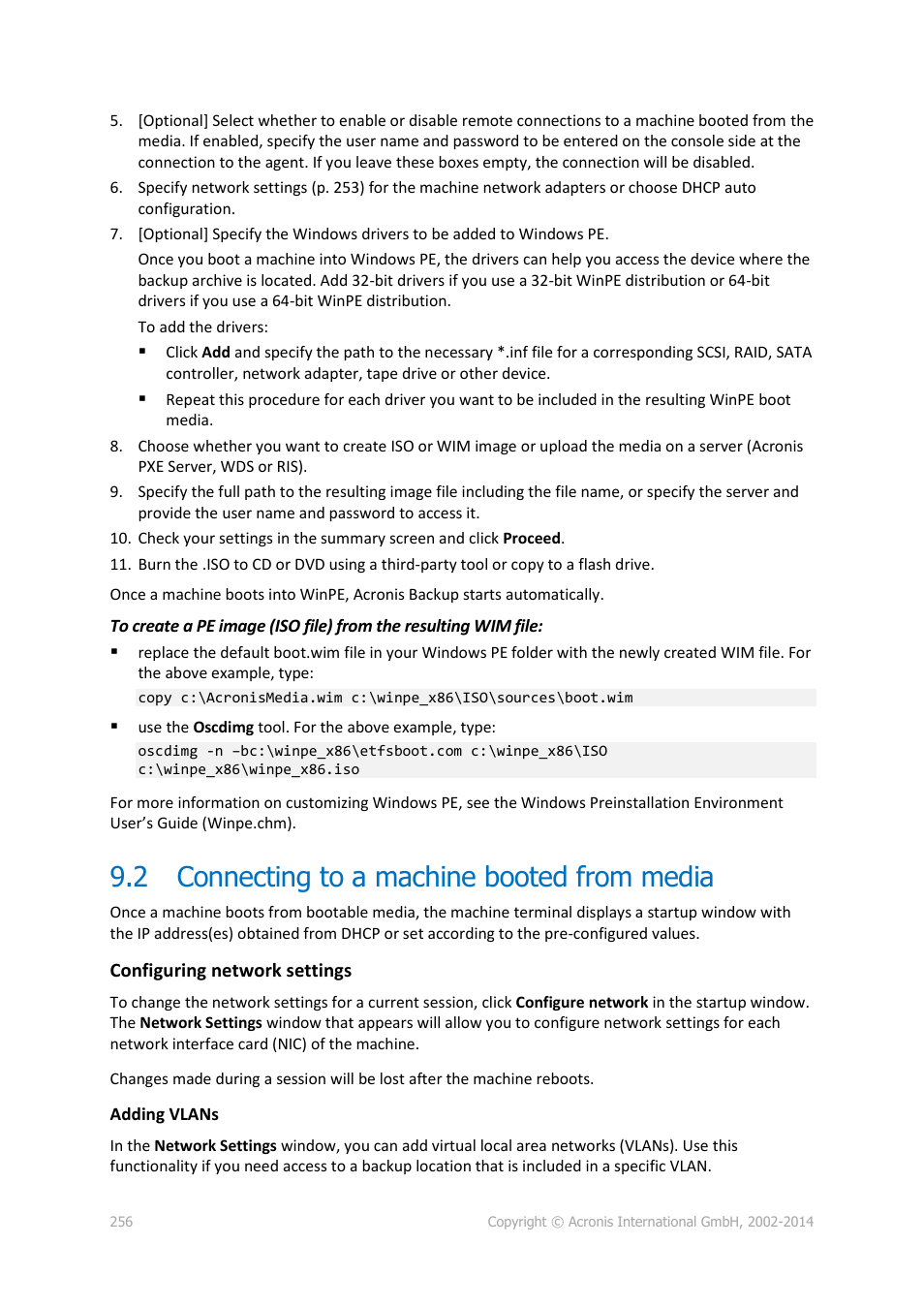 2 connecting to a machine booted from media, Connecting to a machine booted from media | Acronis Backup for Windows Server Essentials - User Guide User Manual | Page 256 / 442