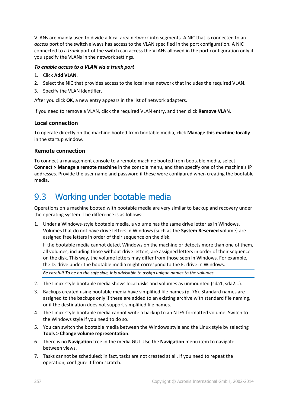 3 working under bootable media, Working under bootable media | Acronis Backup for Windows Server Essentials - User Guide User Manual | Page 257 / 442