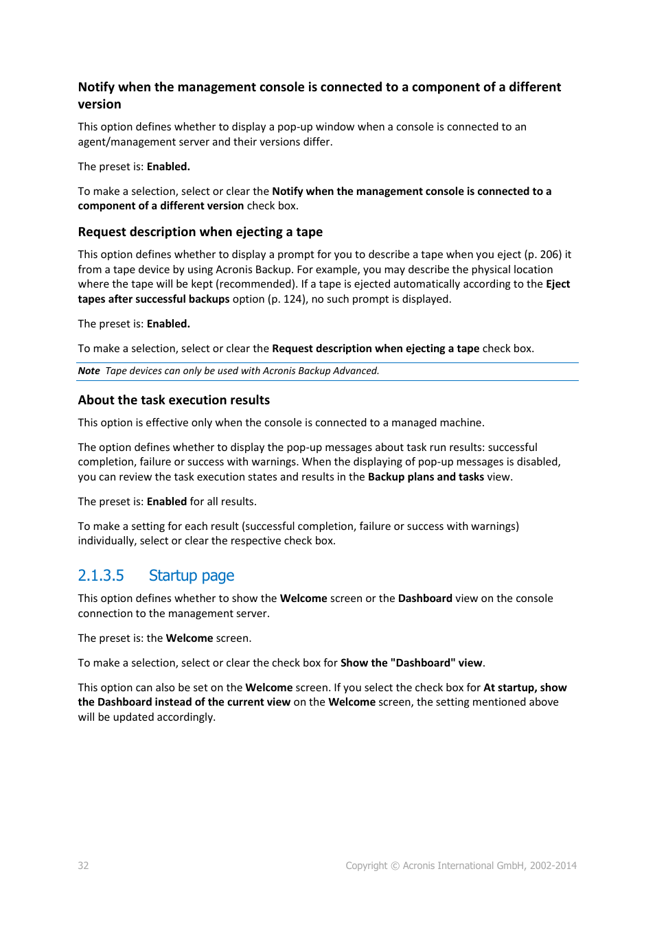 5 startup page | Acronis Backup for Windows Server Essentials - User Guide User Manual | Page 32 / 442