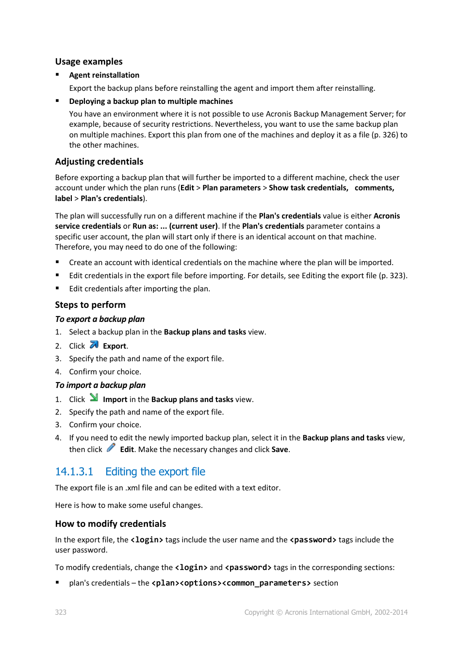 1 editing the export file | Acronis Backup for Windows Server Essentials - User Guide User Manual | Page 323 / 442