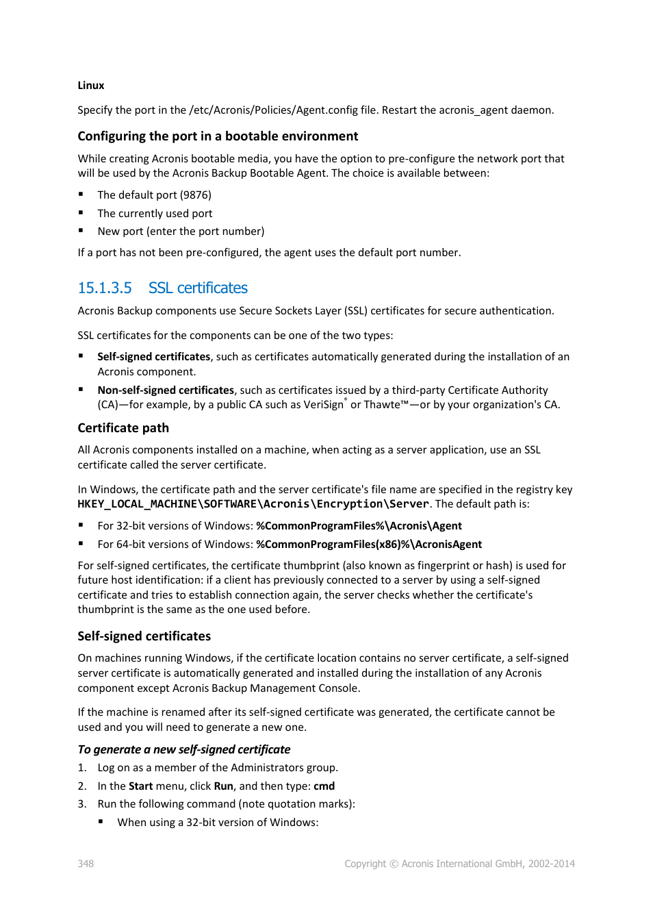 5 ssl certificates | Acronis Backup for Windows Server Essentials - User Guide User Manual | Page 348 / 442