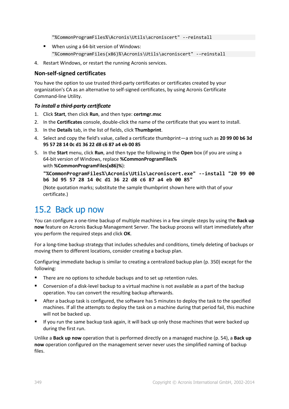 2 back up now, Back up now | Acronis Backup for Windows Server Essentials - User Guide User Manual | Page 349 / 442