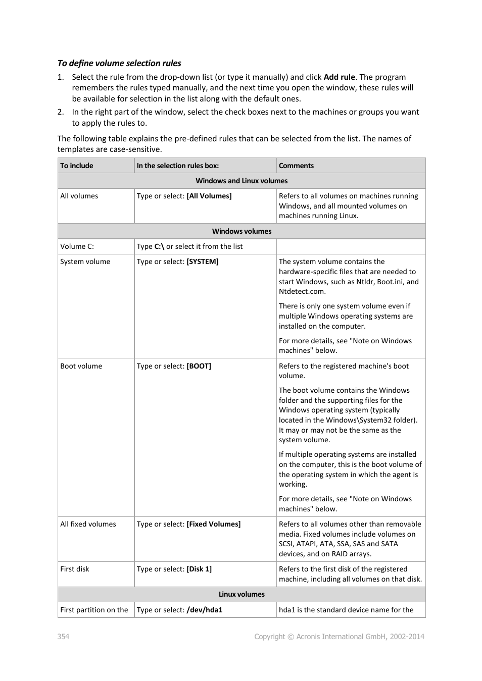 Acronis Backup for Windows Server Essentials - User Guide User Manual | Page 354 / 442