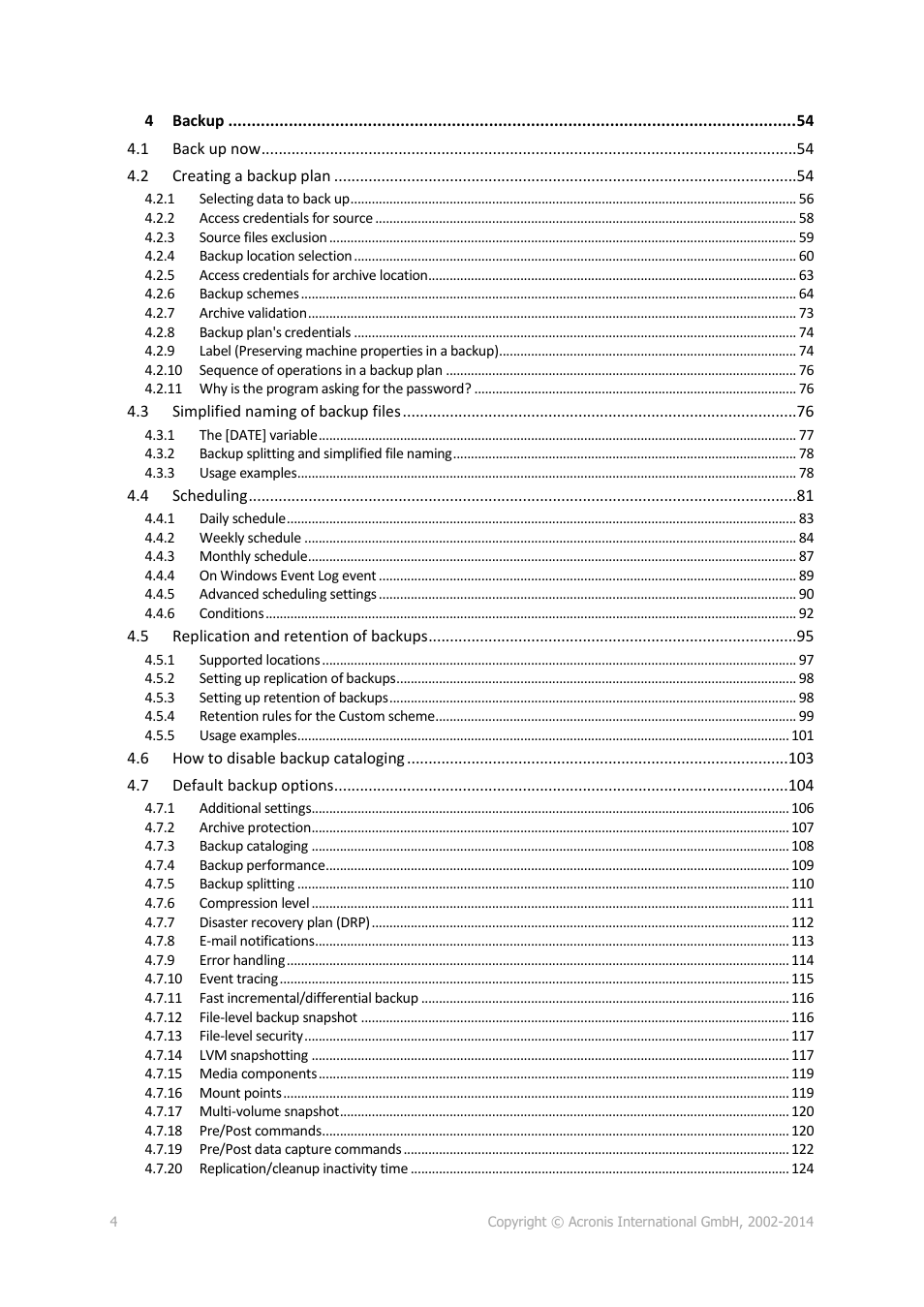 Acronis Backup for Windows Server Essentials - User Guide User Manual | Page 4 / 442