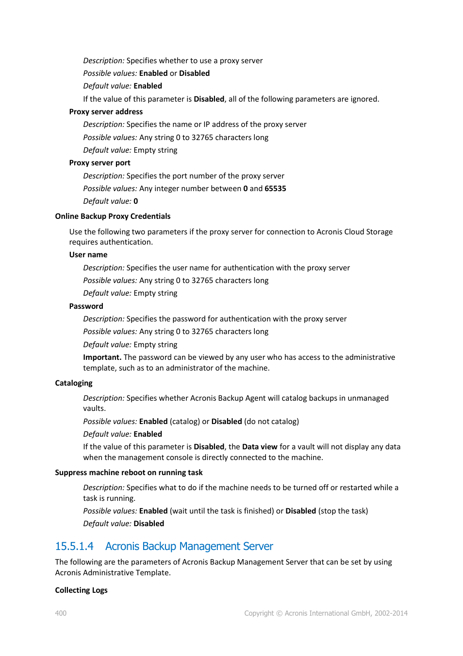 4 acronis backup management server | Acronis Backup for Windows Server Essentials - User Guide User Manual | Page 400 / 442