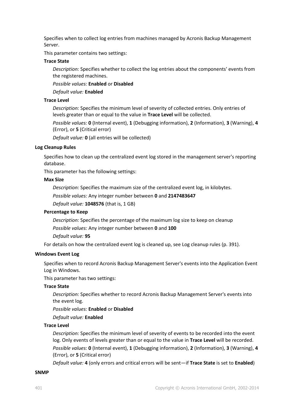 Acronis Backup for Windows Server Essentials - User Guide User Manual | Page 401 / 442