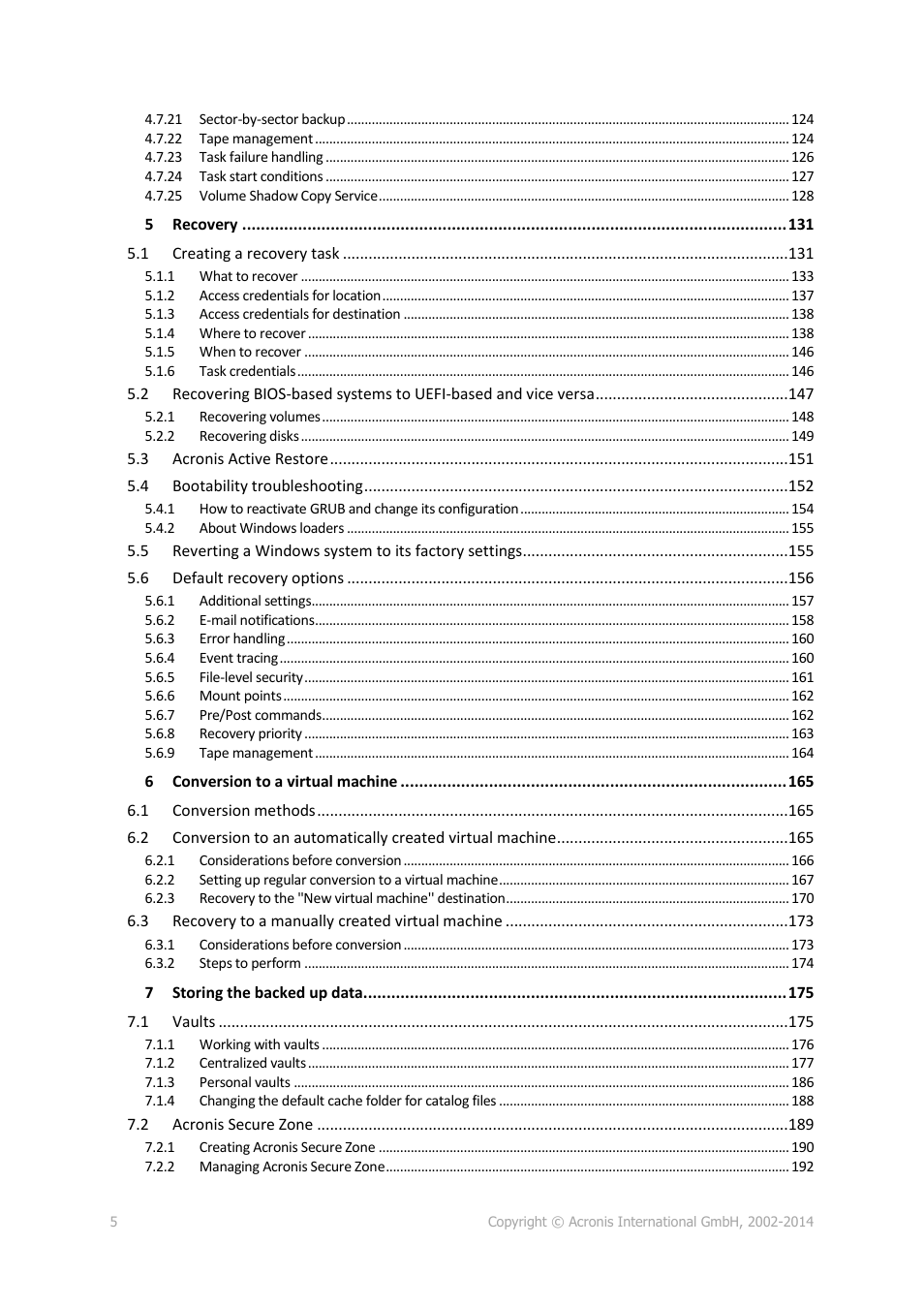 Acronis Backup for Windows Server Essentials - User Guide User Manual | Page 5 / 442