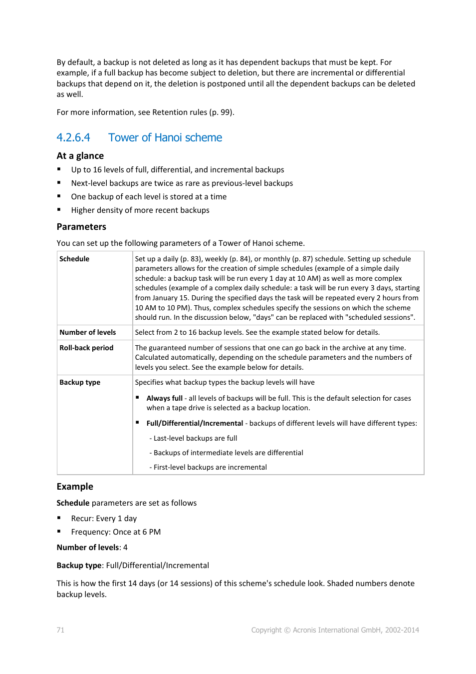 4 tower of hanoi scheme | Acronis Backup for Windows Server Essentials - User Guide User Manual | Page 71 / 442