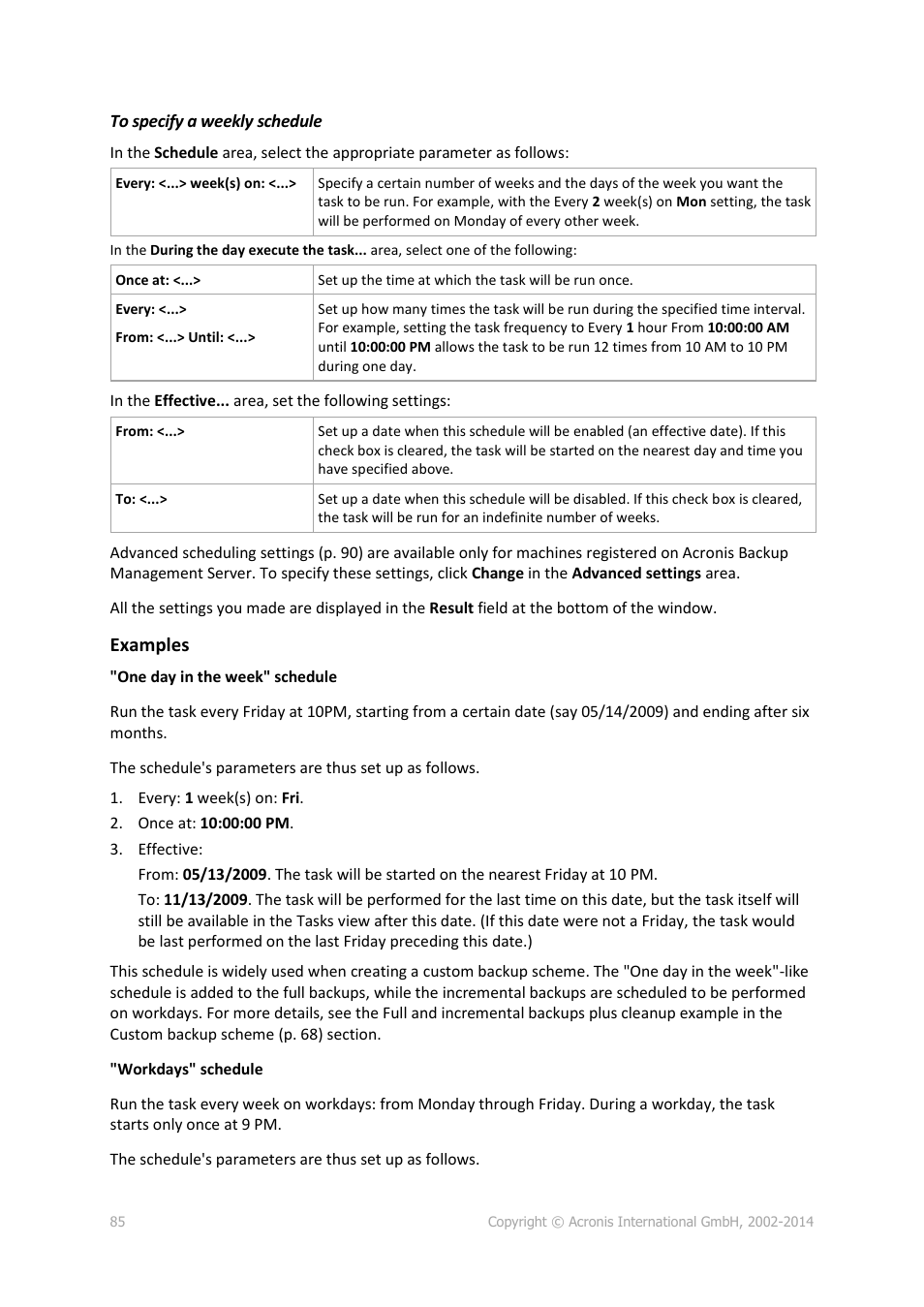 Examples | Acronis Backup for Windows Server Essentials - User Guide User Manual | Page 85 / 442